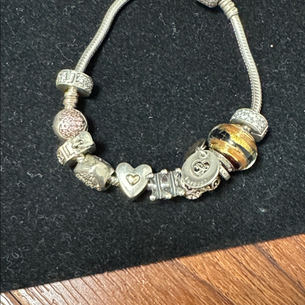 Pandora Charm Bracelet Sterling Silver with 10 charms - Picture 10 of 17